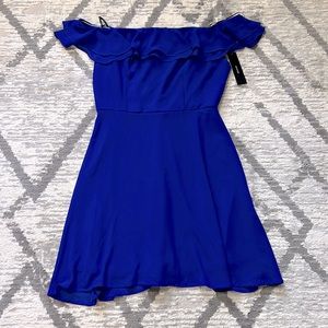 Lulu’s Ruffled Off-the-Shoulder Mini Navy Blue Dress Size M